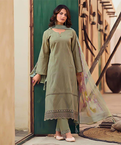 Green  Lawn Cotton Casual Wear Salwar Kameez in mumbai