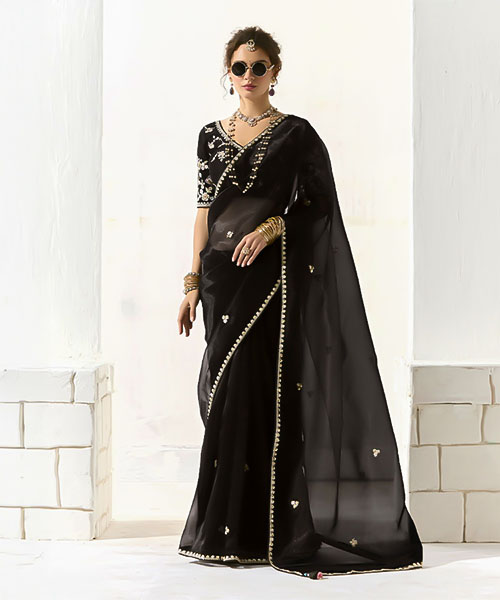 Black  Organza Tissue Party Wear Saree in newport