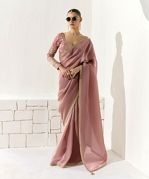 Pink  Organza Tissue Party Wear Saree in newport