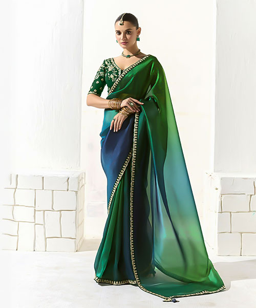 Green  Organza Tissue Party Wear Saree in tucson