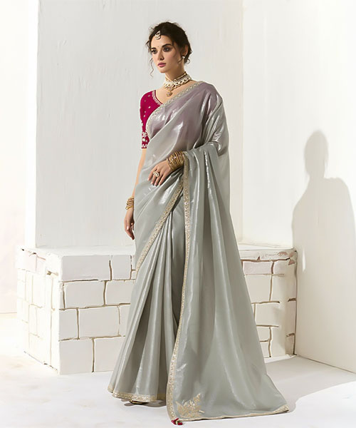 Grey  Organza Tissue Party Wear Saree in newport