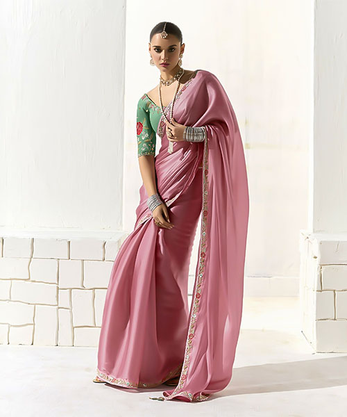 Pink  Organza Tissue Party Wear Saree in newport