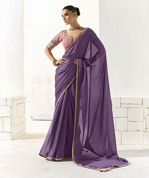 Purple  Organza Tissue Party Wear Saree in newport