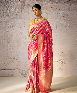 Red Banarshi silk Partywear Saree