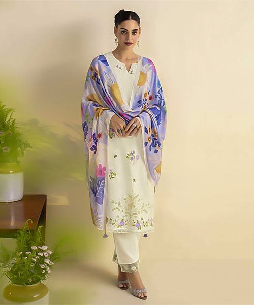 White  Lawn Party Wear Salwar Kameez in hereford