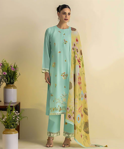 Cyan Lawn Party Wear Salwar Kameez in hereford