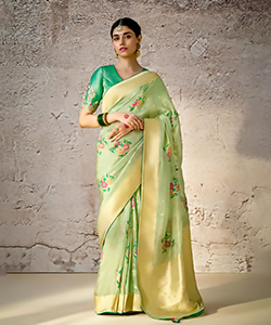 Green Banarshi silk Partywear Saree