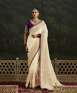 White Silk Designer Saree