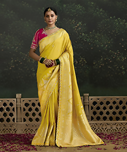 Yellow Silk Designer Saree