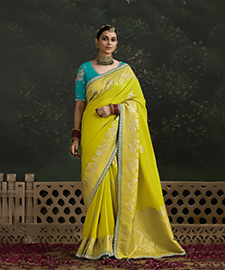 Yellow Silk Designer Saree