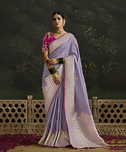 Purple Silk Designer Saree