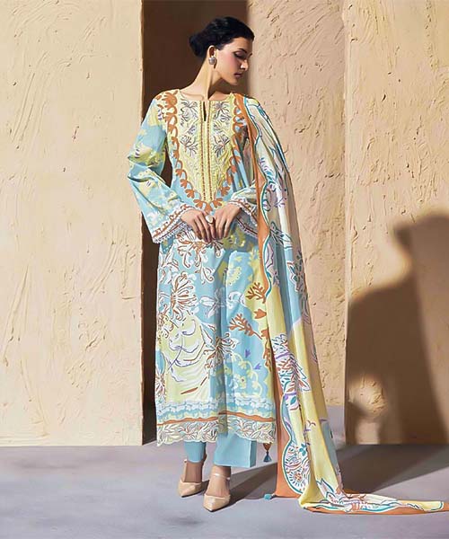 Blue  Lawn Cotton Party Wear Salwar Kameez
