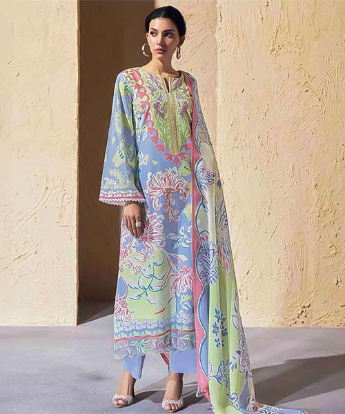 Blue  Lawn Cotton Party Wear Salwar Kameez in southend on sea