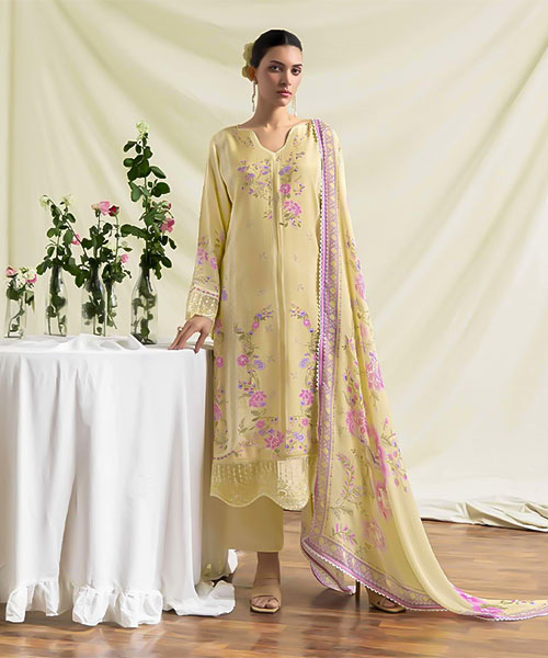 Yellow Muslin Party Wear Salwar Kameez in las vegas