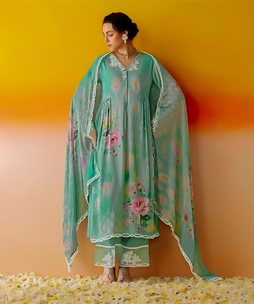 Green  Muslin Party Wear Salwar Kameez in austin