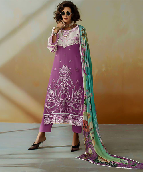 Purple  Muslin Party Wear Salwar Kameez in northampton