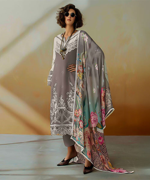 Grey  Muslin Party Wear Salwar Kameez in northampton