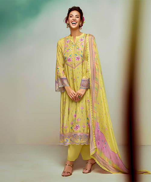Yellow Muslin Party Wear Salwar Kameez in seattle