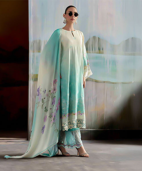 Blue  Muslin  Party Wear Salwar Kameez
