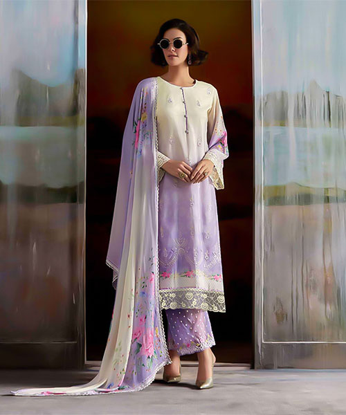 Purple Muslin  Party Wear Salwar Kameez