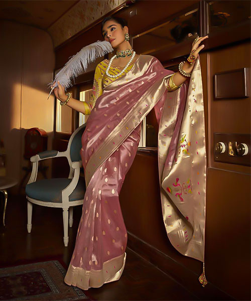 Pink  Tissue Designer Saree in hereford