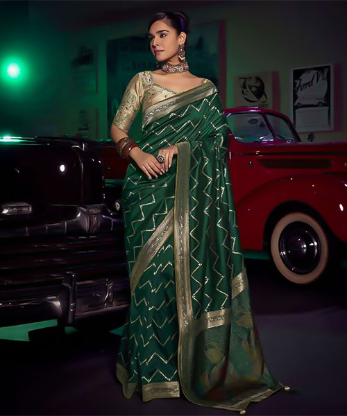 Green  Silk Party Wear Saree in st albans