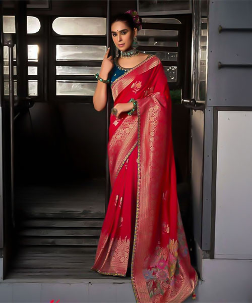 Red  Viscose Silk Designer Saree in northampton