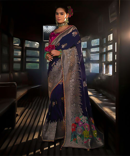 Blue Viscose Silk Designer Saree in northampton