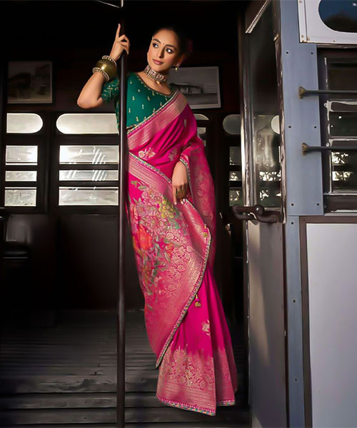 Pink Viscose Silk Designer Saree in northampton