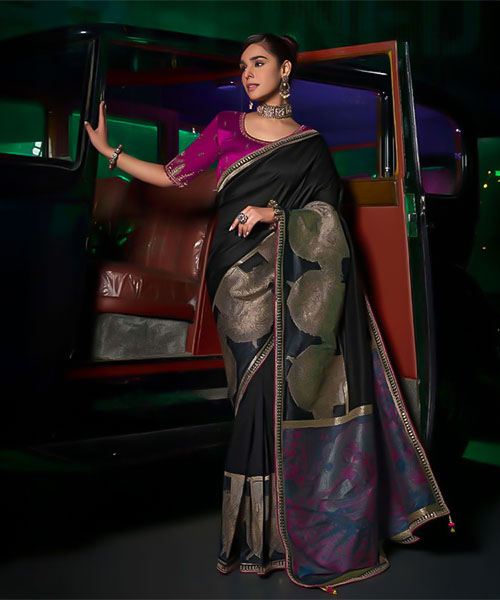 Black Silk Party Wear Saree in united kingdom