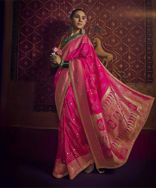 Magenta  Viscose Dola Silk  Designer Saree in blackpool