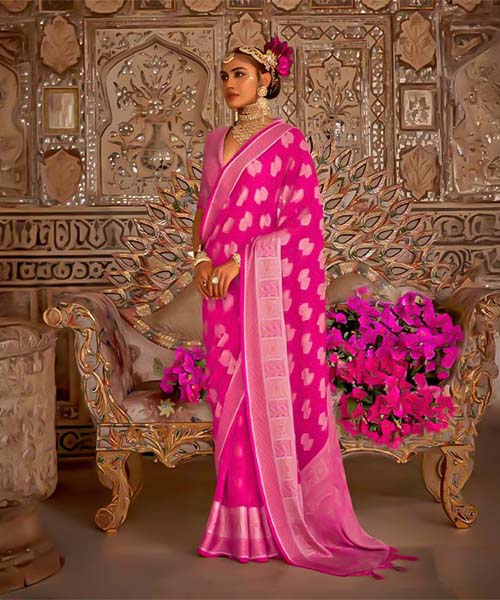 Magenta  Georgette Casual Wear Saree in ipswich