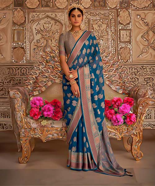 Blue  Georgette Casual Wear Saree in ipswich