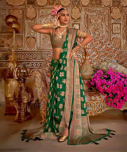 Green  Georgette Casual Wear Saree in ipswich