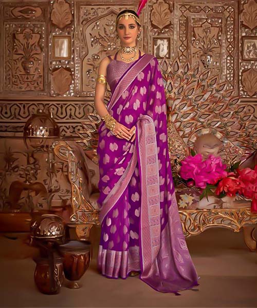 Violet Georgette Casual Wear Saree in ipswich