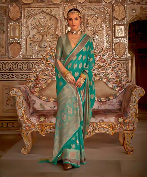 Green  Georgette Casual Wear Saree in ipswich