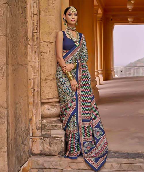 Blue  Silk  Casual Wear Saree in denver