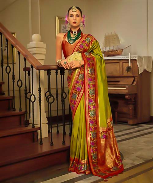 Green  Banarasi Silk Designer Saree in northampton