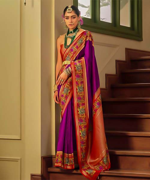Purple Banarasi Silk Designer Saree in northampton