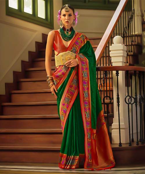 Green  Banarasi Silk Designer Saree in northampton