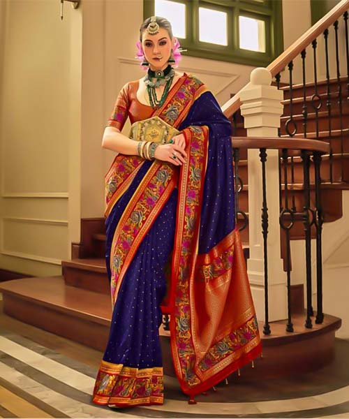 Blue Banarasi Silk Designer Saree in northampton