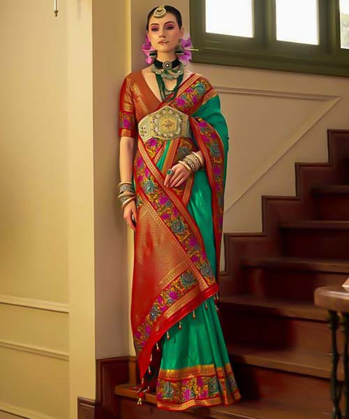 Green  Banarasi Silk Designer Saree in northampton