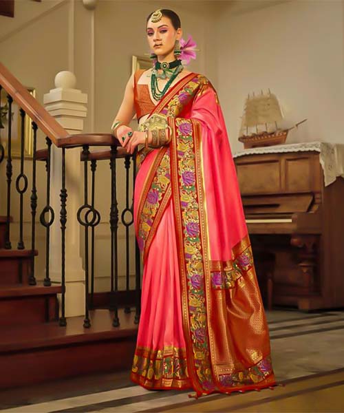 Red  Banarasi Silk Designer Saree in northampton