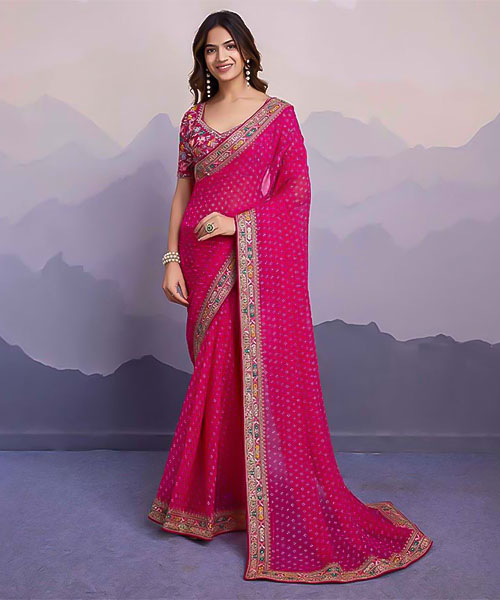 Magenta  Georgette Casual Wear Saree