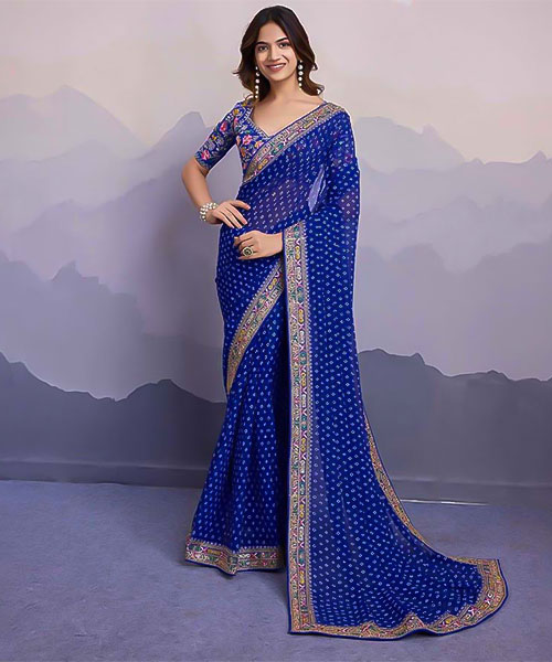 Blue Georgette Casual Wear Saree in mumbai