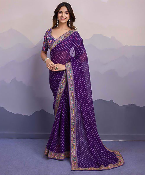 Purple Georgette Casual Wear Saree in delhi