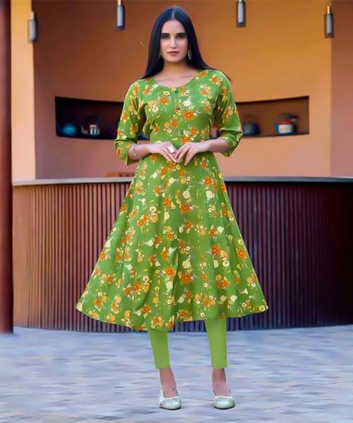 Green  Rayon Casual Wear Kurti in ipswich