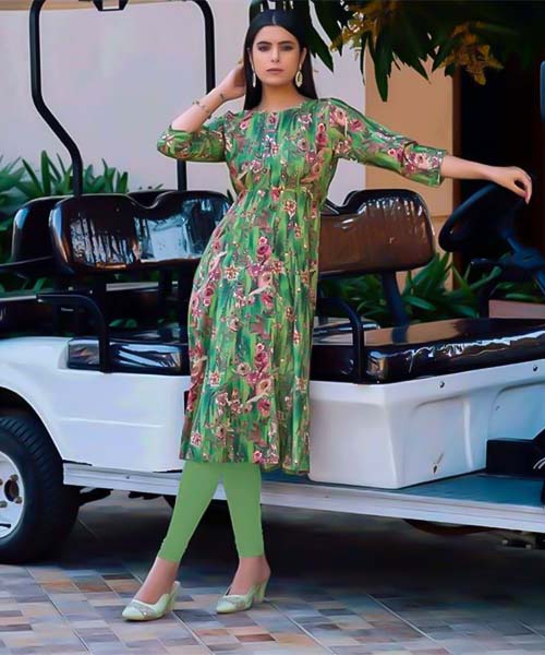 Green  Rayon Casual Wear Kurti in ipswich