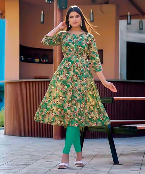 Green  Rayon Casual Wear Kurti in ipswich