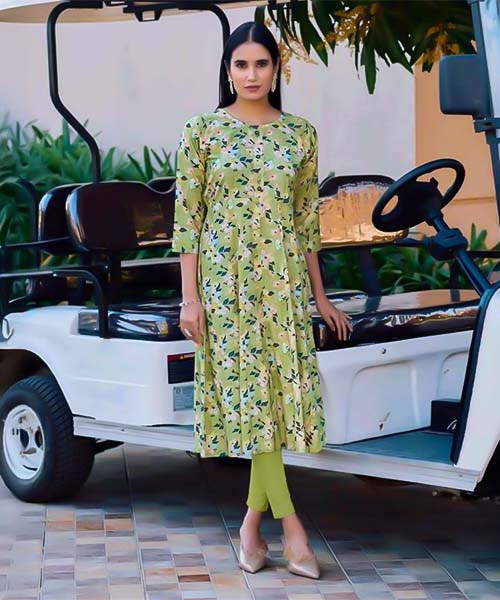 Green  Rayon Casual Wear Kurti in ipswich